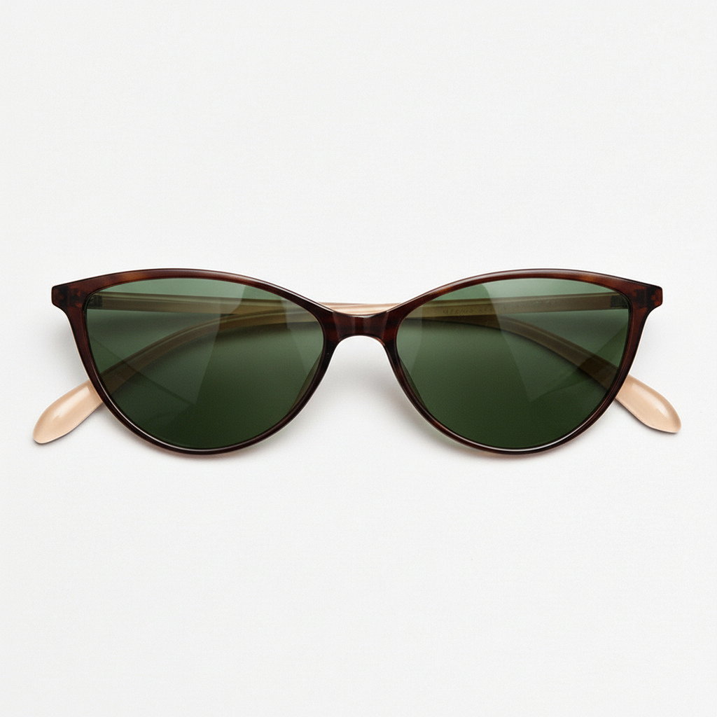 Dawn Green Tinted Lens Sunglasses - Red Cat-eye TR90 Frame