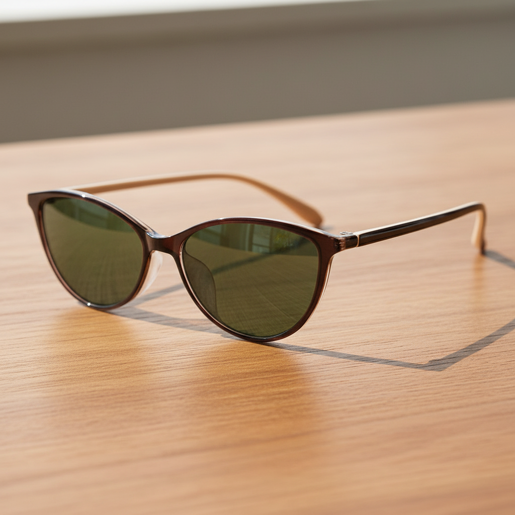 Dawn Green Tinted Lens Sunglasses - Red Cat-eye TR90 Frame