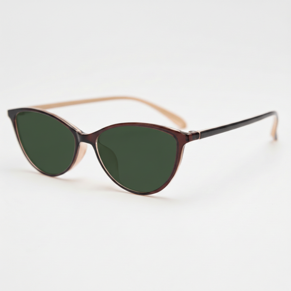 Dawn Green Tinted Lens Sunglasses - Red Cat-eye TR90 Frame
