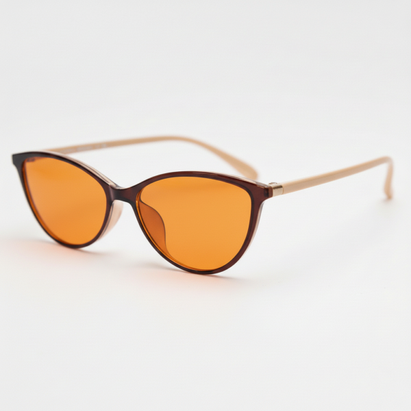 Dawn Orange Tinted Lens Sunglasses - Red Cat-eye TR90 Frame