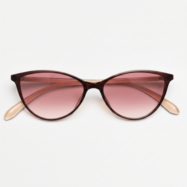Dawn Pink Gradient Lens Sunglasses - Red Cat-eye TR90 Frame
