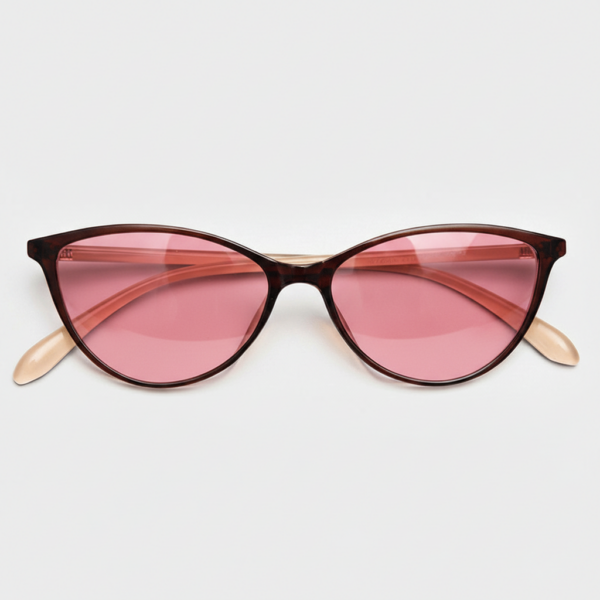 Dawn Pink Tinted Lens Sunglasses - Red Cat-eye TR90 Frame
