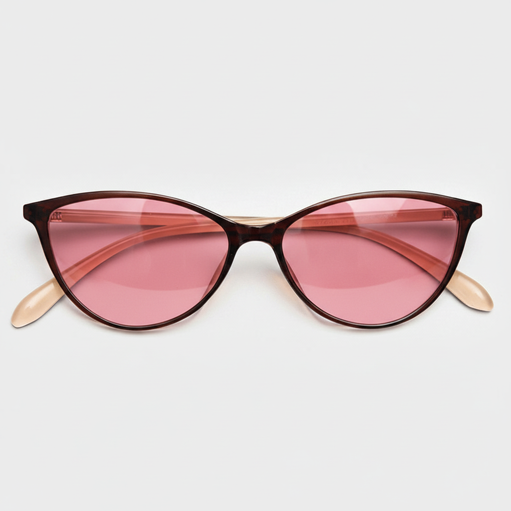 Dawn Pink Tinted Lens Sunglasses - Red Cat-eye TR90 Frame
