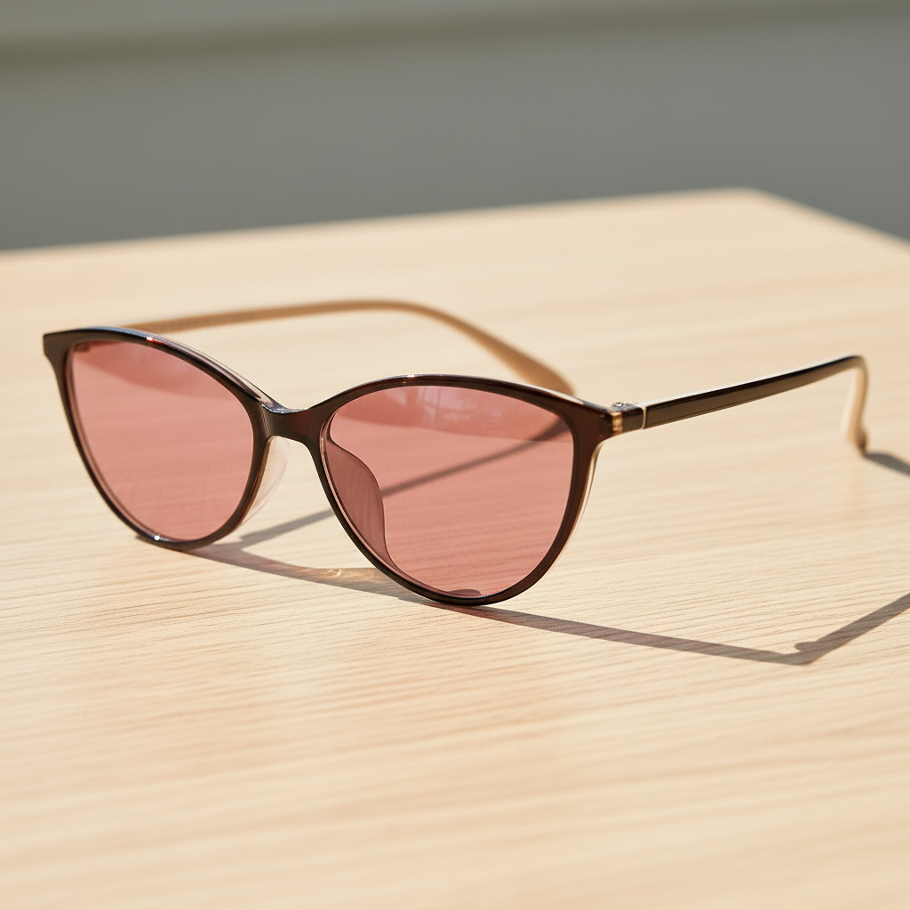 Dawn Pink Tinted Lens Sunglasses - Red Cat-eye TR90 Frame