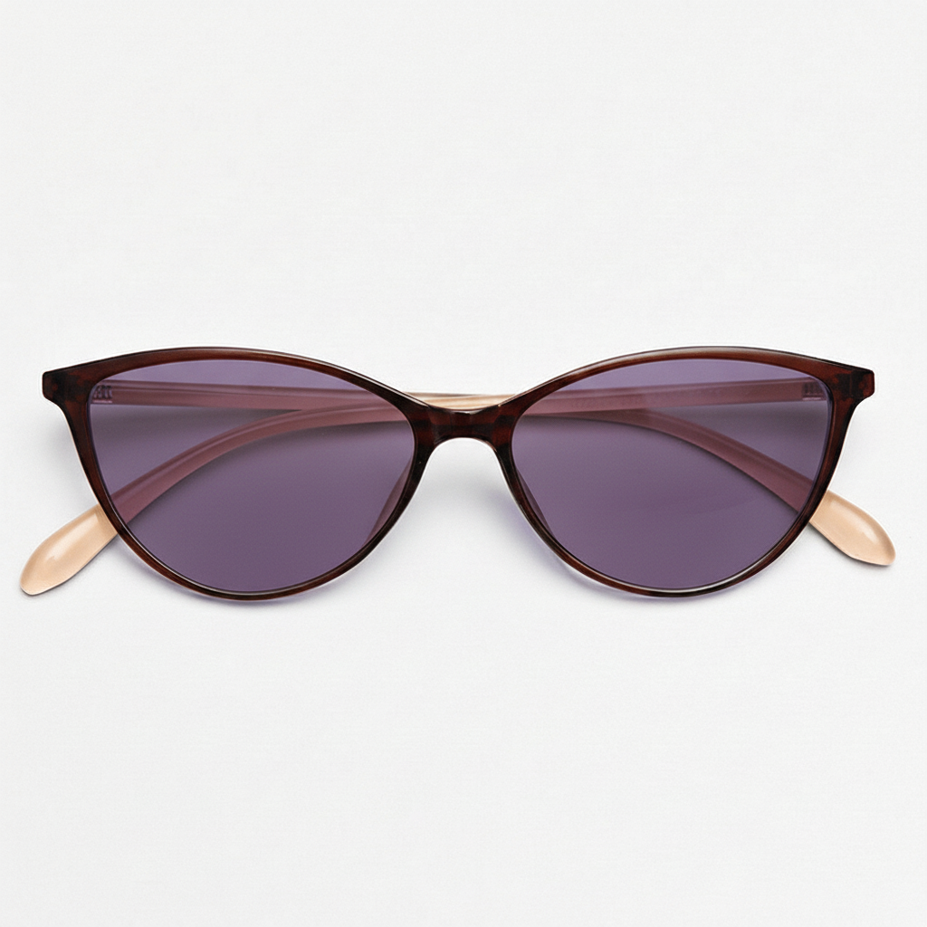 Dawn Purple Tinted Lens Sunglasses - Red Cat-eye TR90 Frame