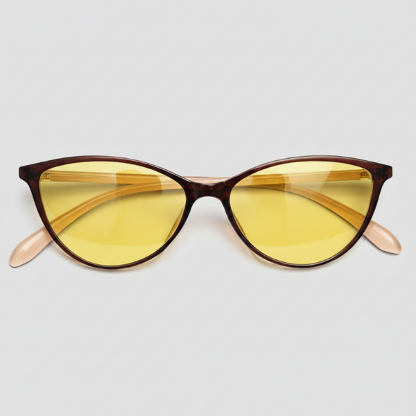 Dawn Night Driving Glasses (Yellow Tint)- Red Cat-eye TR90 Frame