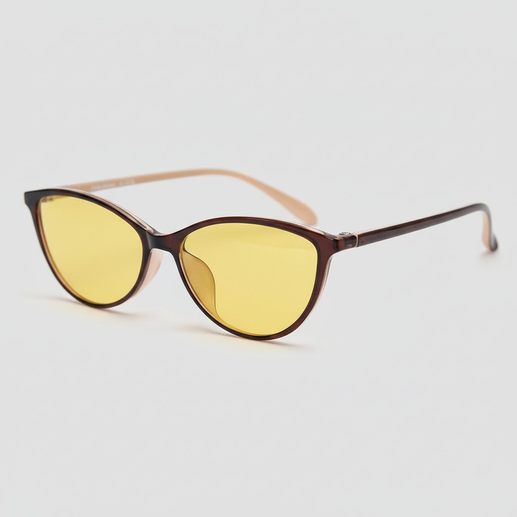 Dawn Night Driving Glasses (Yellow Tint)- Red Cat-eye TR90 Frame