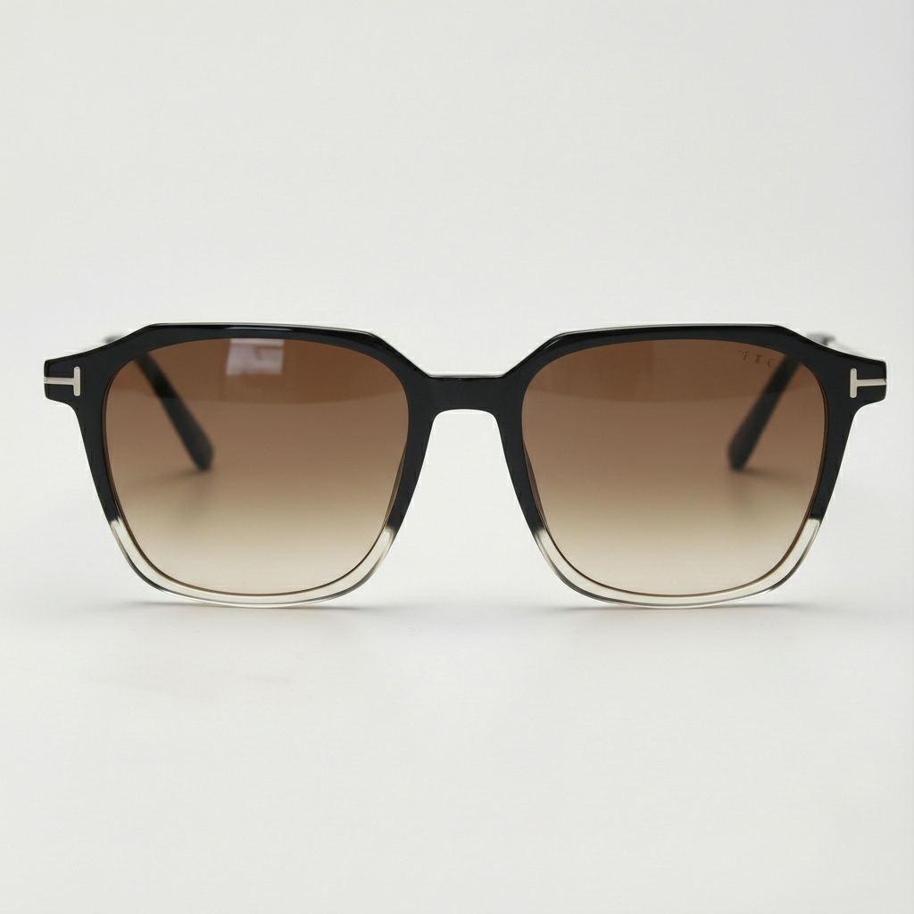 Elma Brown Gradient Lens Sunglasses - Black Rectangle TR90 Frame