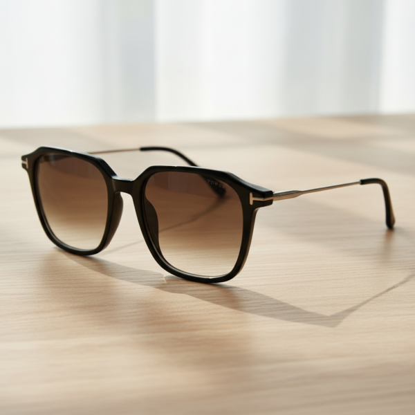 Elma Brown Gradient Lens Sunglasses - Black Rectangle TR90 Frame