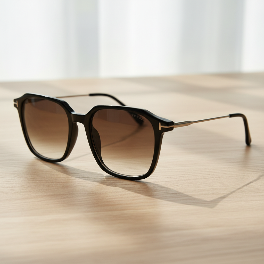 Elma Brown Gradient Lens Sunglasses - Black Rectangle TR90 Frame
