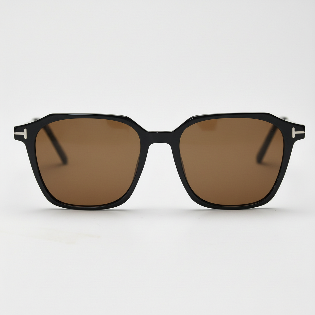Elma Brown Tinted Lens Sunglasses - Black Rectangle TR90 Frame