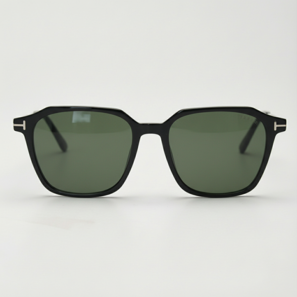 Elma Green Tinted Lens Sunglasses - Black Rectangle TR90 Frame