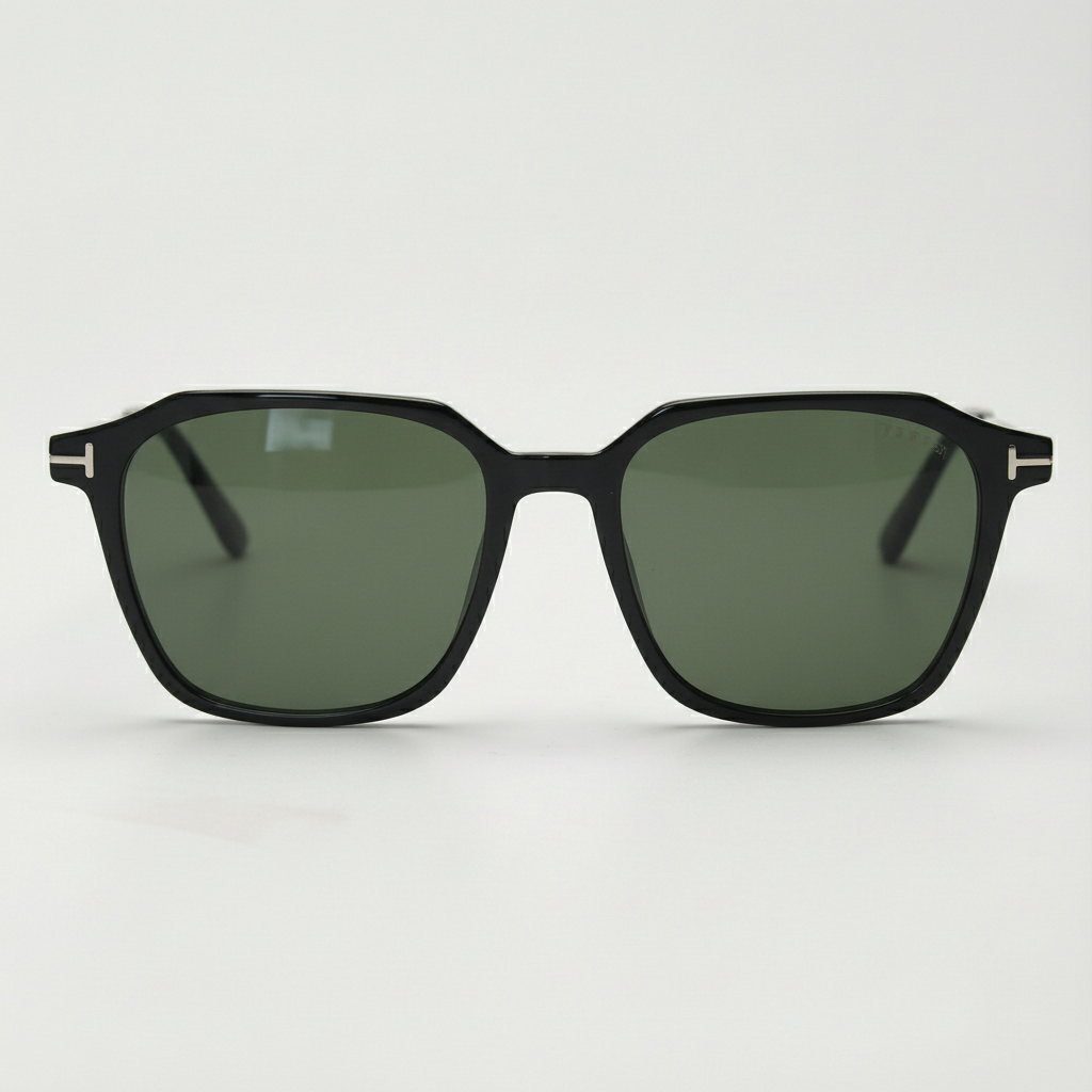 Elma Green Tinted Lens Sunglasses - Black Rectangle TR90 Frame