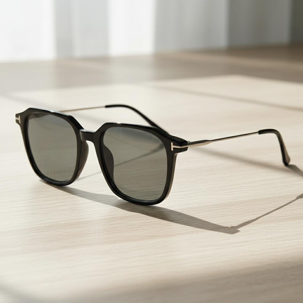 Elma Grey Tinted Lens Sunglasses - Black Rectangle TR90 Frame