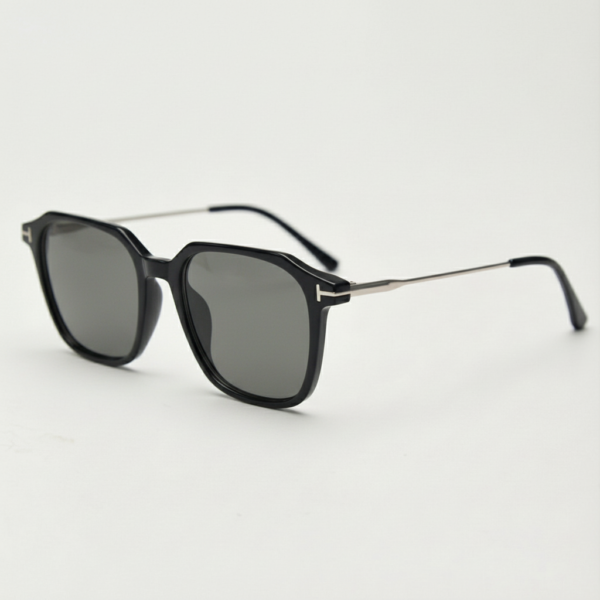 Elma Grey Tinted Lens Sunglasses - Black Rectangle TR90 Frame