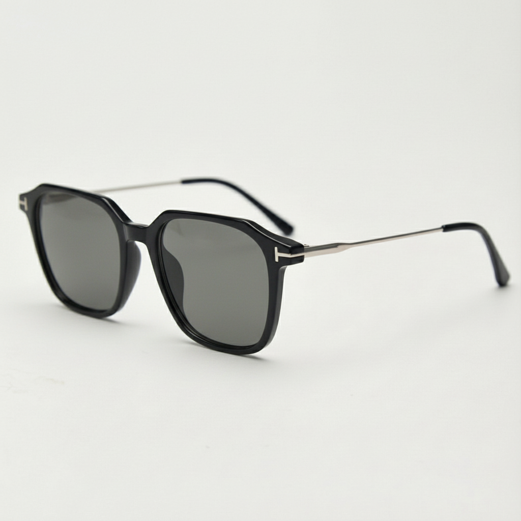 Elma Grey Tinted Lens Sunglasses - Black Rectangle TR90 Frame