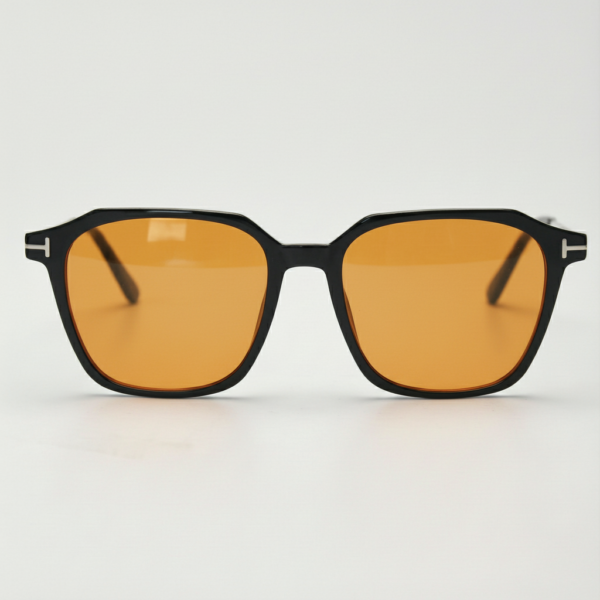 Elma Orange Tinted Lens Sunglasses - Black Rectangle TR90 Frame