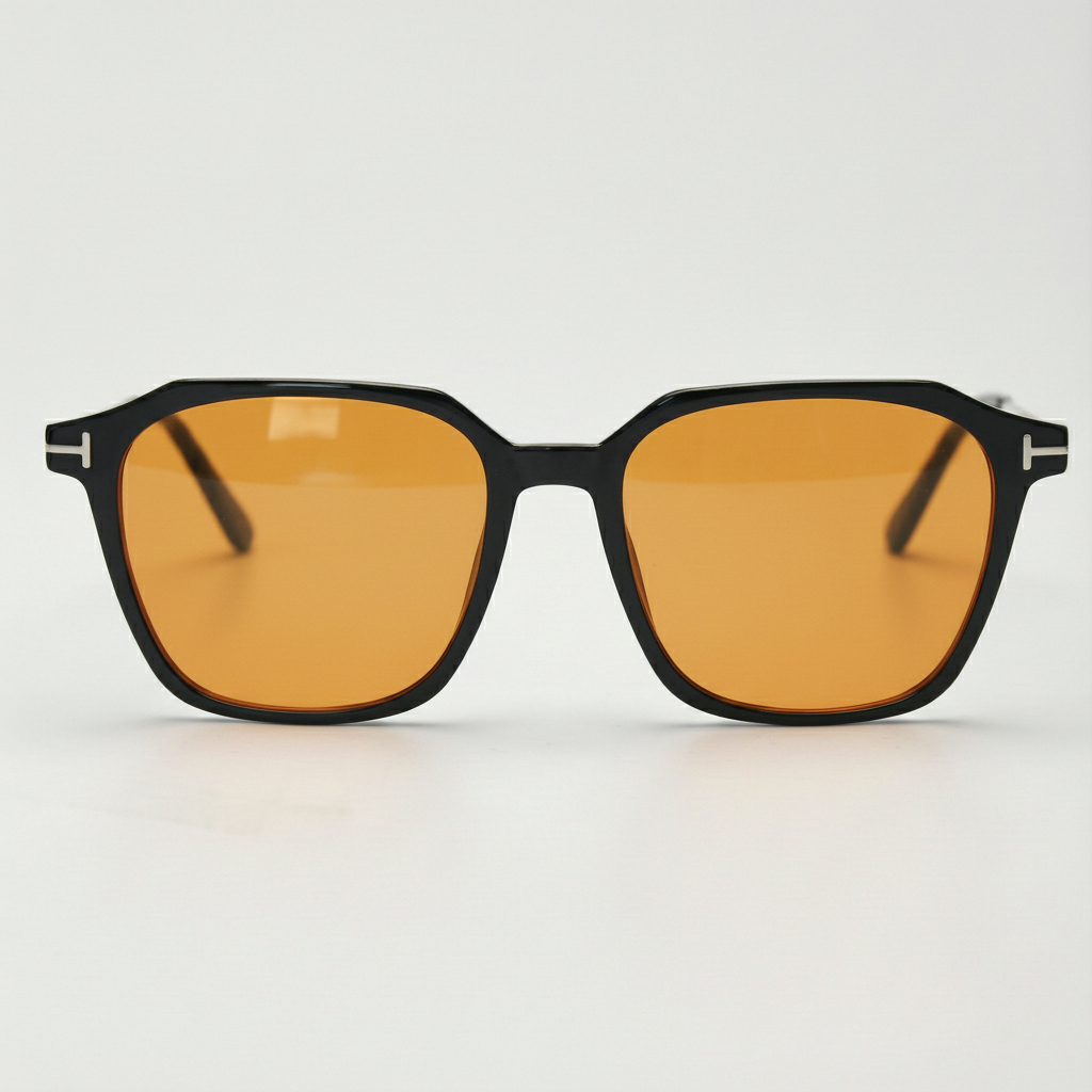 Elma Orange Tinted Lens Sunglasses - Black Rectangle TR90 Frame
