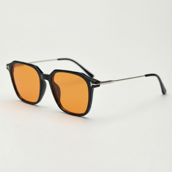 Elma Orange Tinted Lens Sunglasses - Black Rectangle TR90 Frame