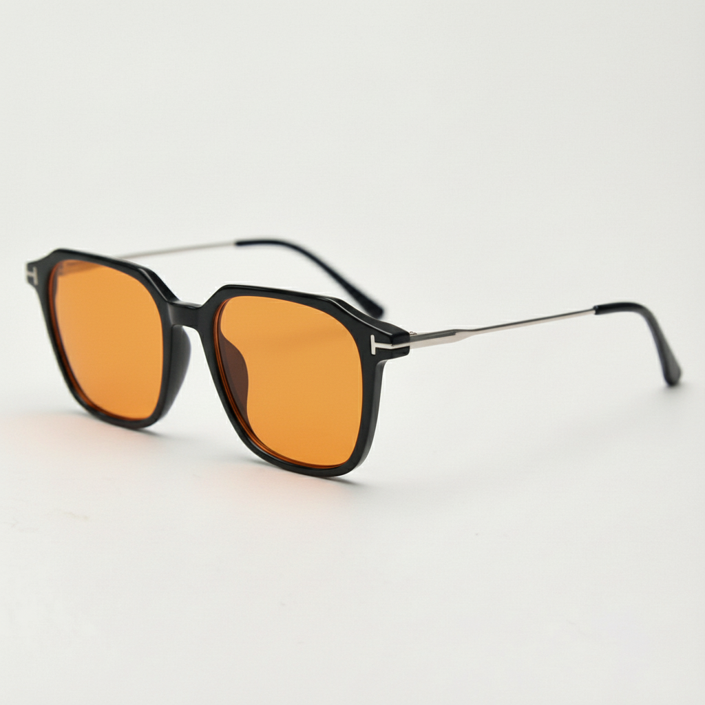 Elma Orange Tinted Lens Sunglasses - Black Rectangle TR90 Frame