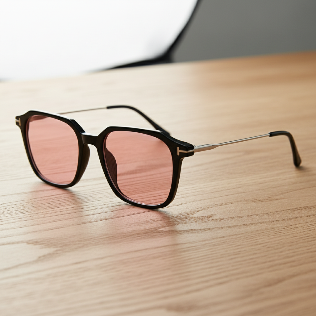 Elma Pink Tinted Lens Sunglasses - Black Rectangle TR90 Frame