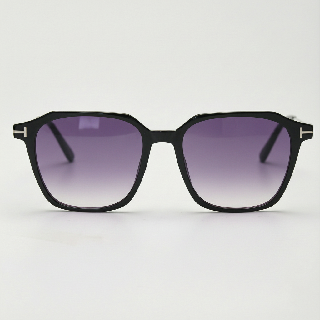 Elma Purple Gradient Lens Sunglasses - Black Rectangle TR90 Frame