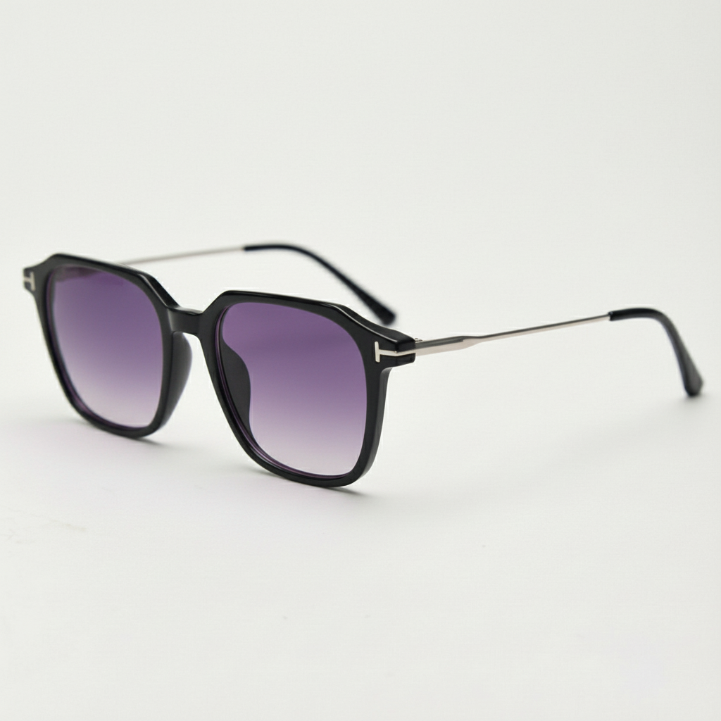 Elma Purple Gradient Lens Sunglasses - Black Rectangle TR90 Frame
