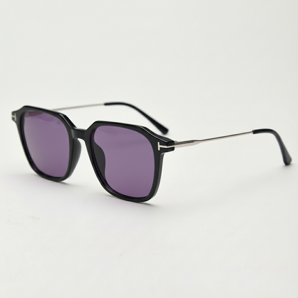Elma Purple Tinted Lens Sunglasses - Black Rectangle TR90 Frame