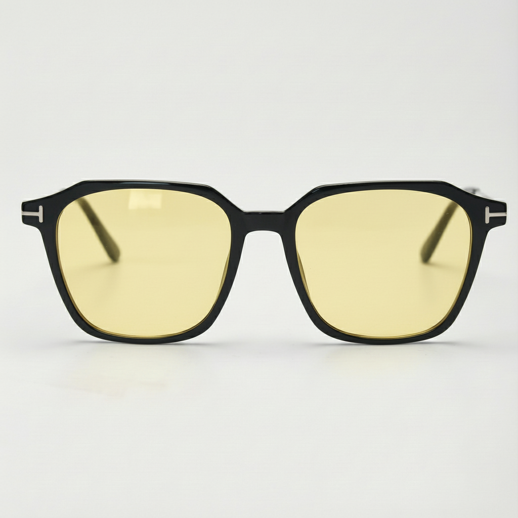 Elma Night Driving Glasses (Yellow Tint) - Black Rectangle TR90 Frame