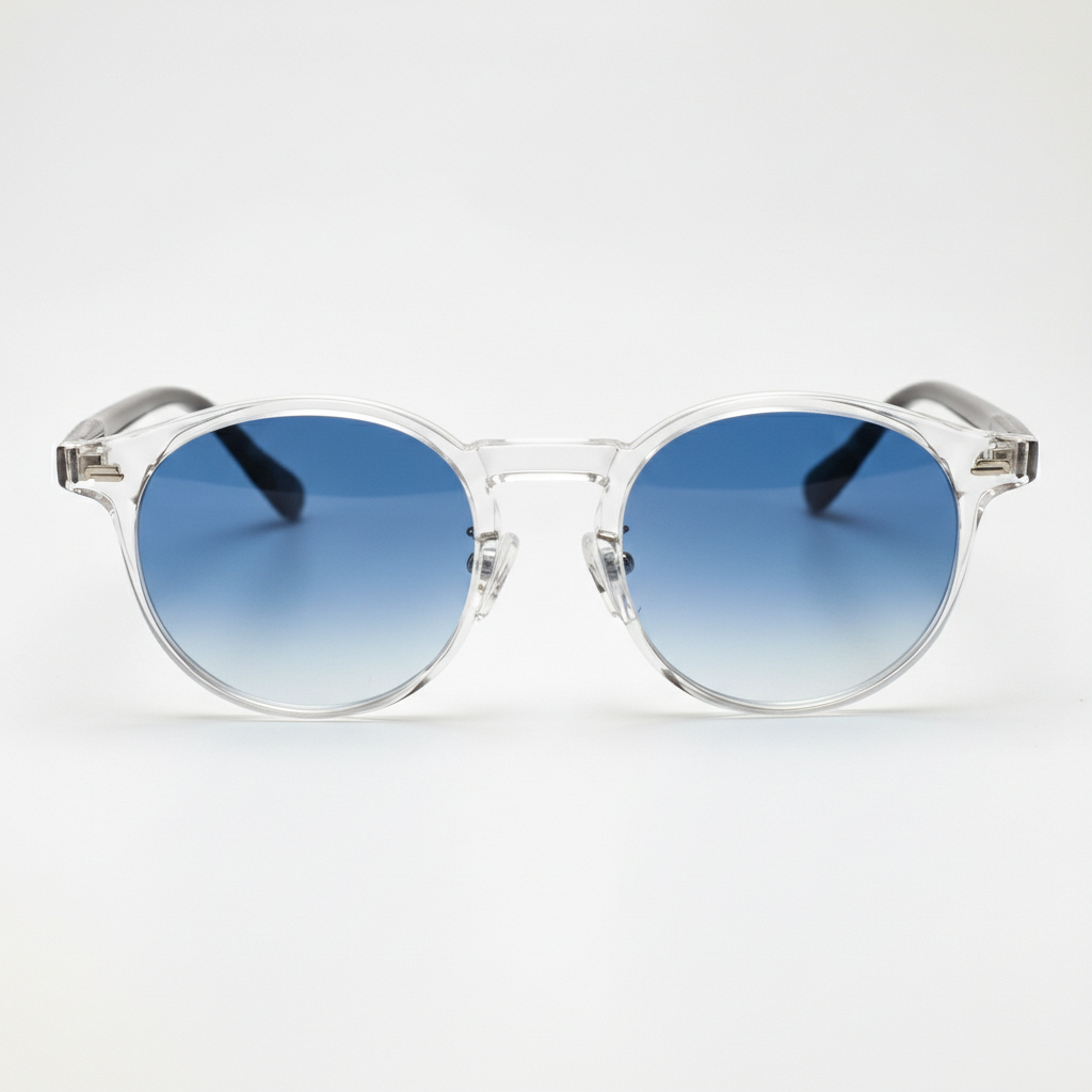 Erin Blue Gradient Lens Sunglasses - Clear Round TR90 Frame