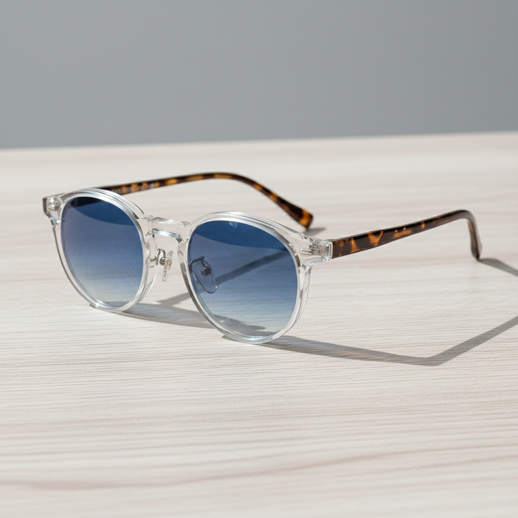 Erin Blue Gradient Lens Sunglasses - Clear Round TR90 Frame
