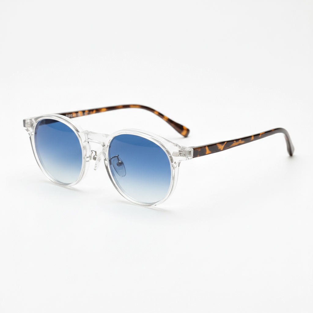 Erin Blue Gradient Lens Sunglasses - Clear Round TR90 Frame