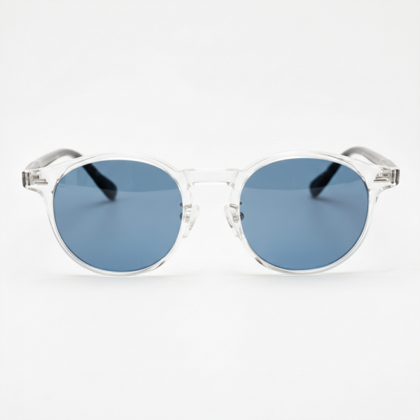 Erin Blue Tinted Lens Sunglasses - Clear Round TR90 Frame