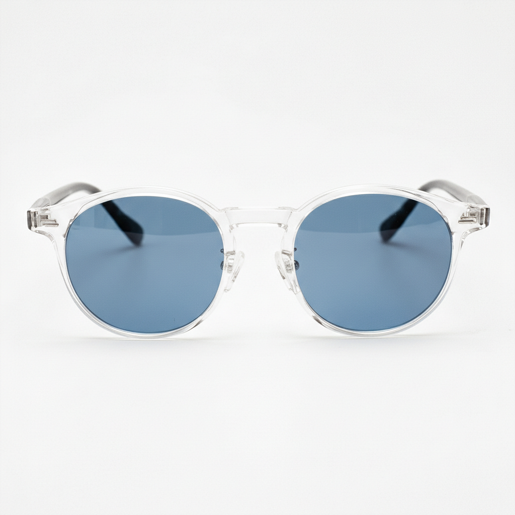 Erin Blue Tinted Lens Sunglasses - Clear Round TR90 Frame