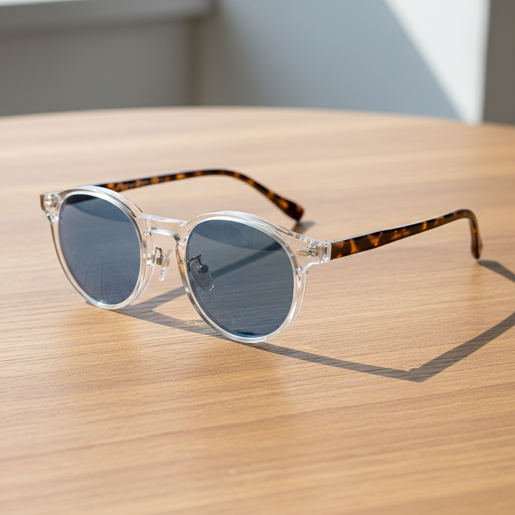 Erin Blue Tinted Lens Sunglasses - Clear Round TR90 Frame