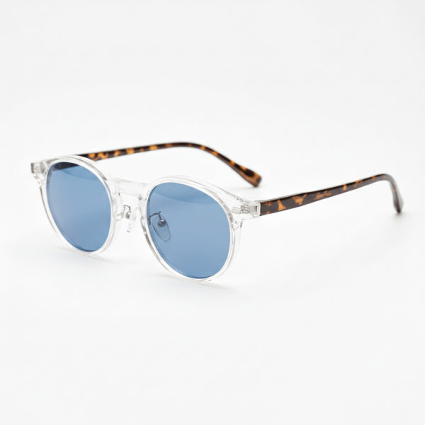 Erin Blue Tinted Lens Sunglasses - Clear Round TR90 Frame