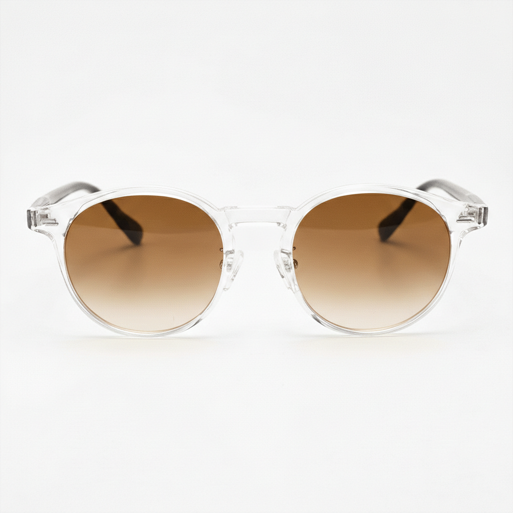 Erin Brown Gradient Lens Sunglasses - Clear Round TR90 Frame
