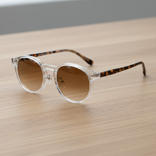 Erin Brown Gradient Lens Sunglasses - Clear Round TR90 Frame