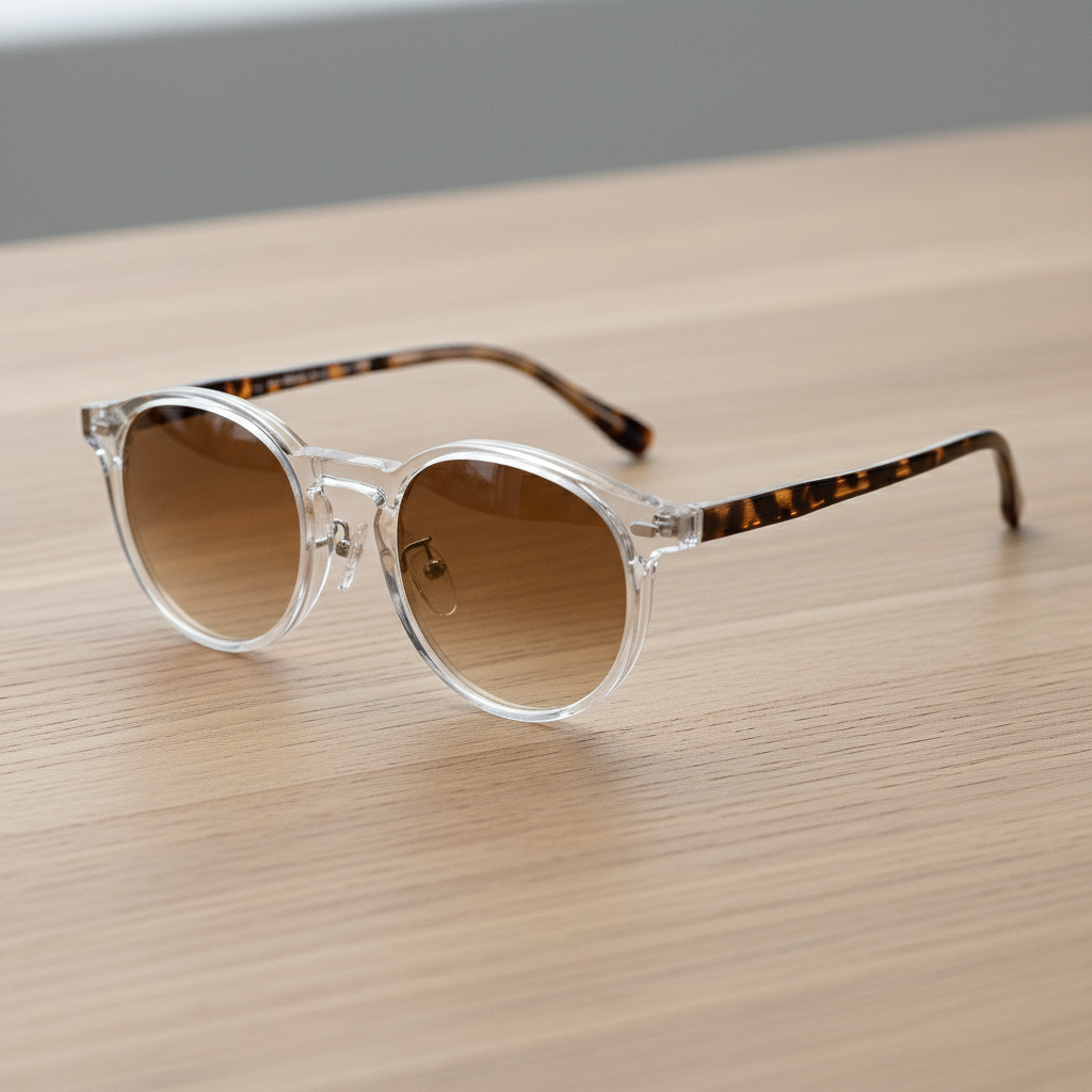 Erin Brown Gradient Lens Sunglasses - Clear Round TR90 Frame