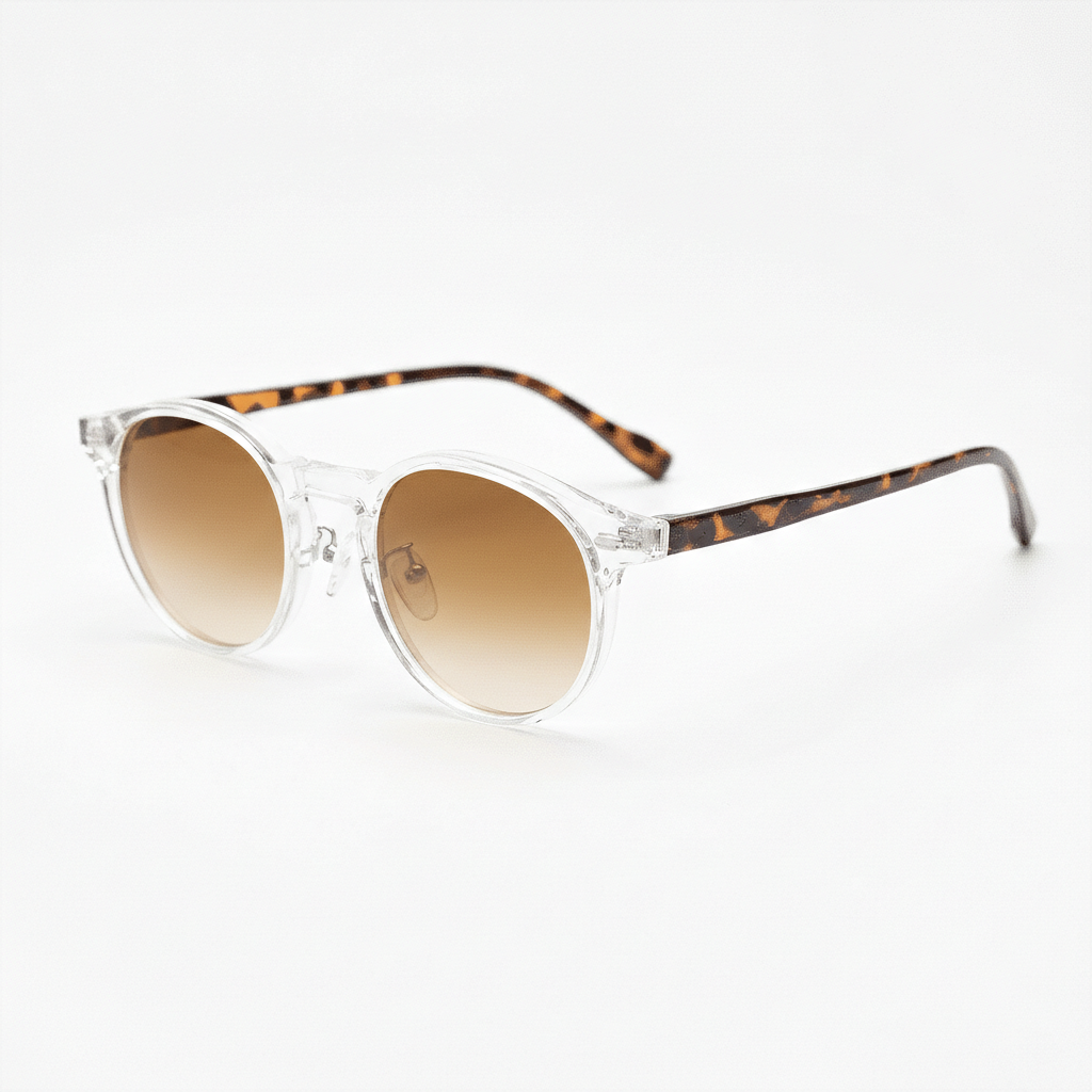 Erin Brown Gradient Lens Sunglasses - Clear Round TR90 Frame