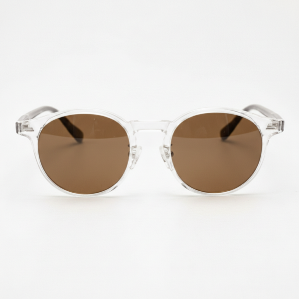 Erin Brown Tinted Lens Sunglasses - Clear Round TR90 Frame