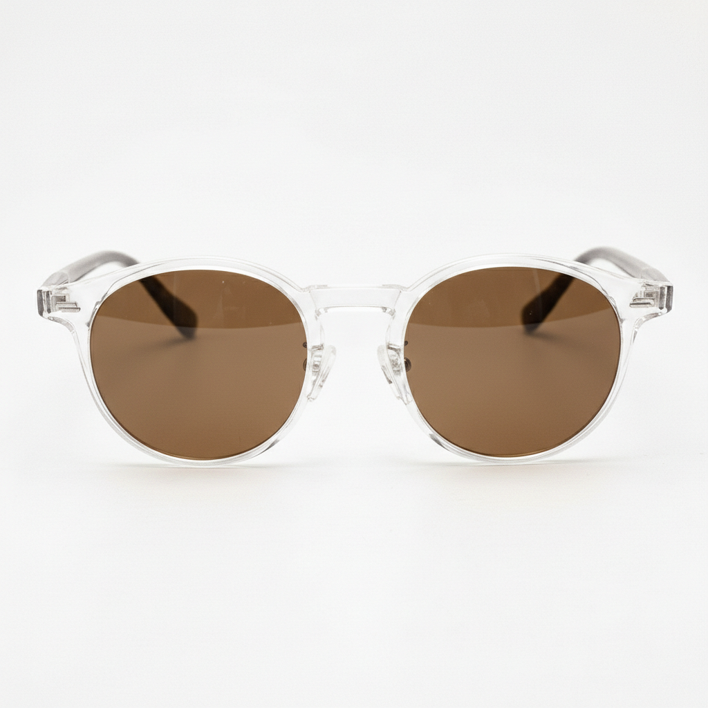 Erin Brown Tinted Lens Sunglasses - Clear Round TR90 Frame