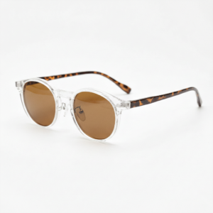 Erin Brown Tinted Lens Sunglasses - Clear Round TR90 Frame