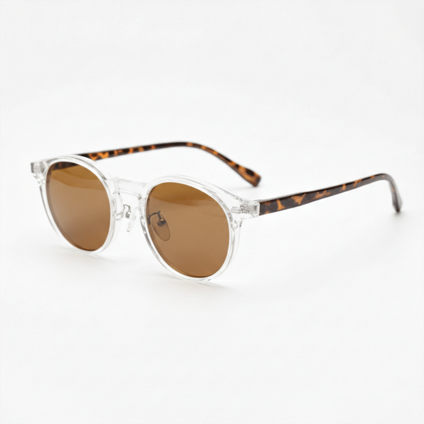 Erin Brown Tinted Lens Sunglasses - Clear Round TR90 Frame