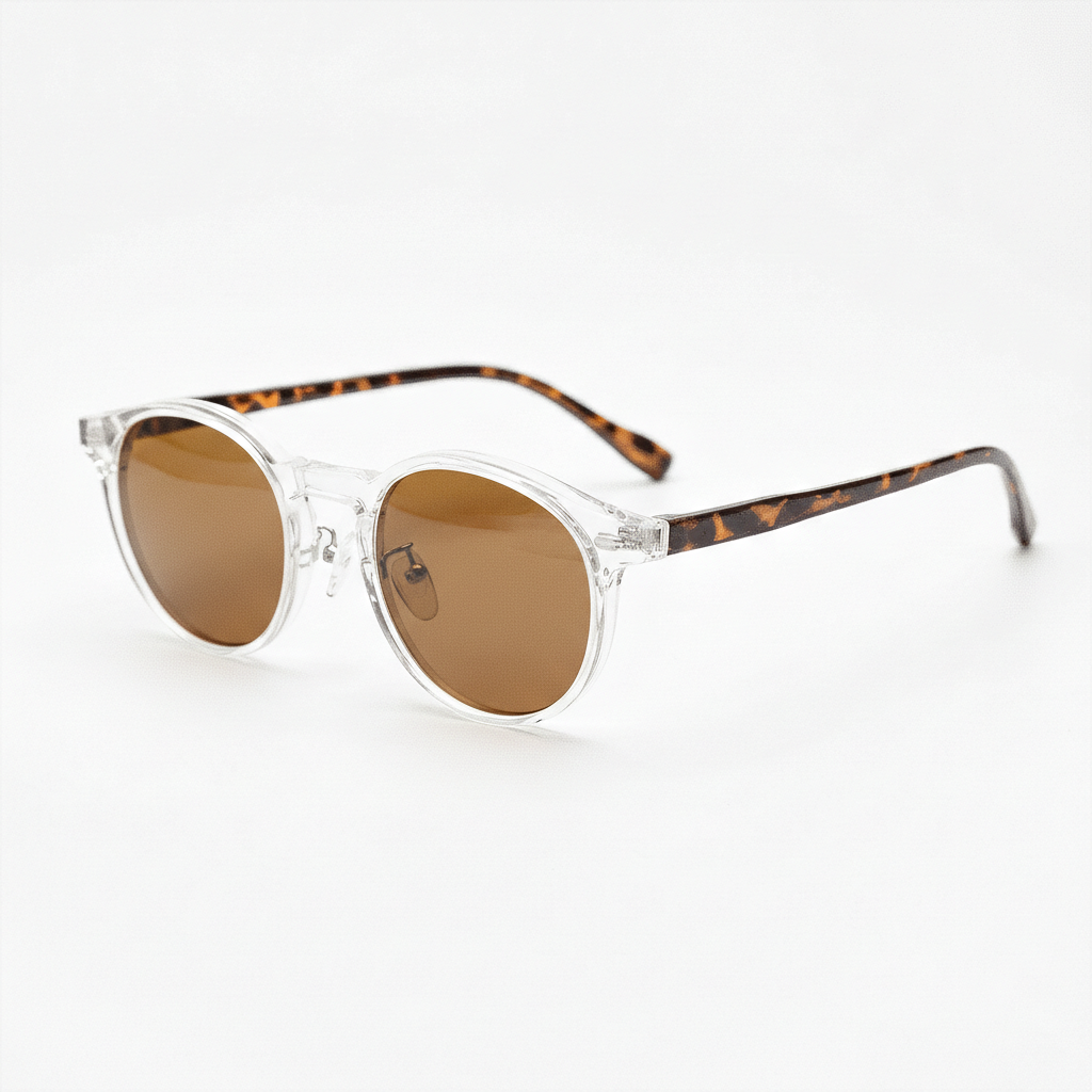 Erin Brown Tinted Lens Sunglasses - Clear Round TR90 Frame