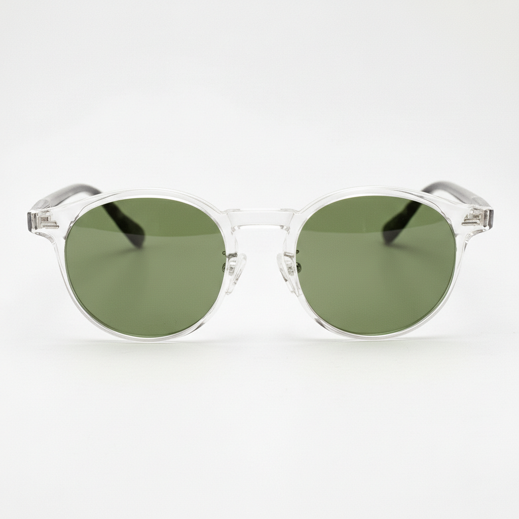Erin Green Tinted Lens Sunglasses - Clear Round TR90 Frame