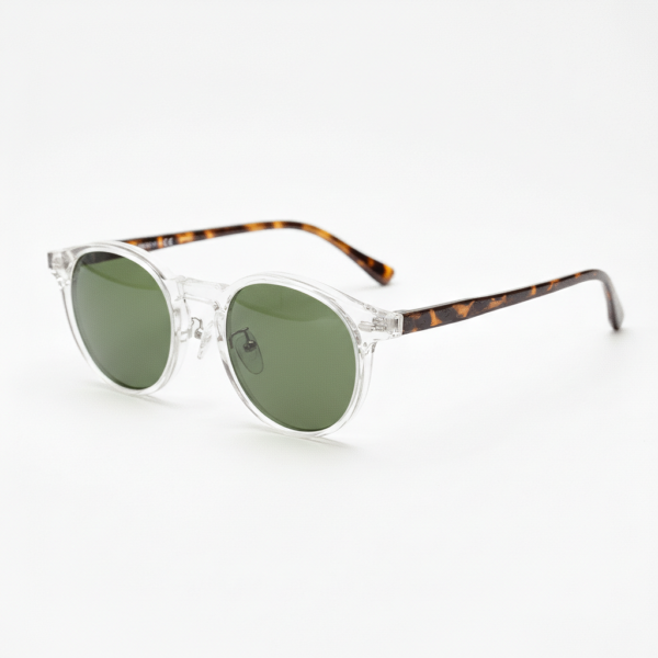 Erin Green Tinted Lens Sunglasses - Clear Round TR90 Frame