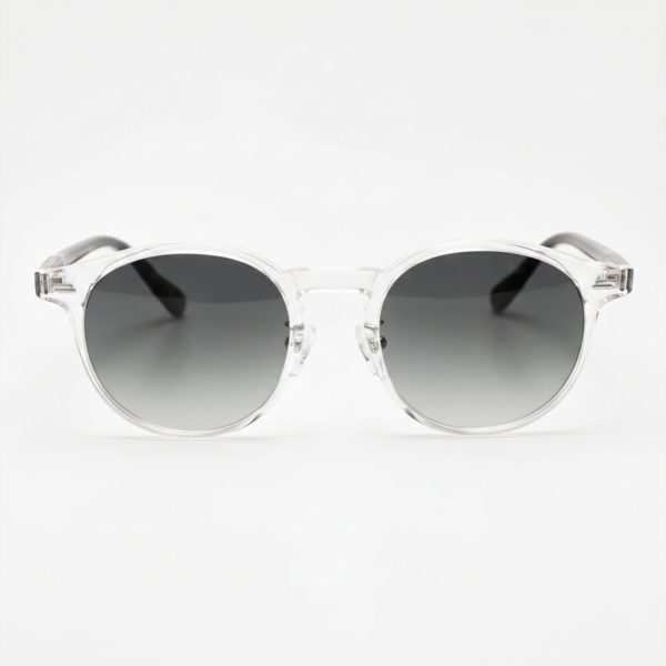 Erin Grey Gradient Lens Sunglasses - Clear Round TR90 Frame