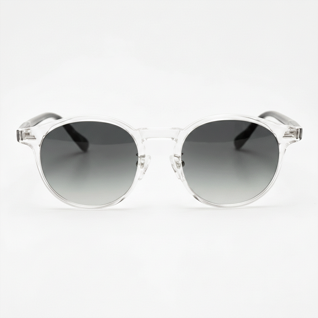 Erin Grey Gradient Lens Sunglasses - Clear Round TR90 Frame