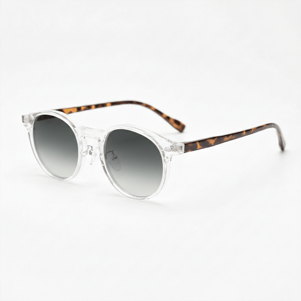 Erin Grey Gradient Lens Sunglasses - Clear Round TR90 Frame